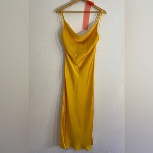 Top Shop yellow satin slip dress